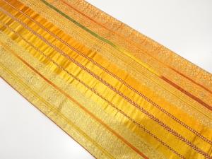 アンティーク　縞に花唐草模様織り出し袋帯（材料）